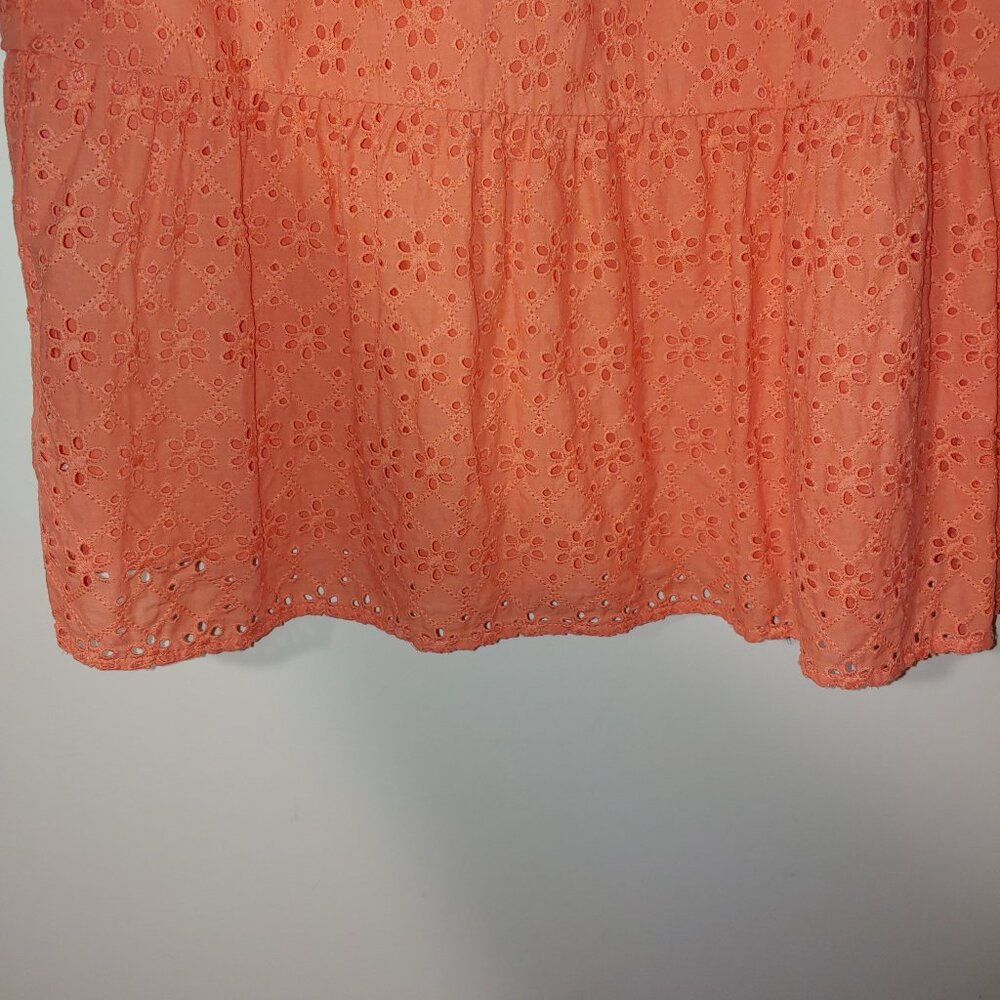 Loft Eyelet Peplum Halter Shell Blouse 100% Cotton Size XL Orange - Picture 4 of 9
